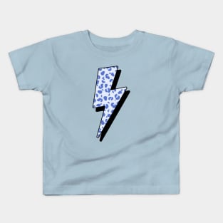 Blue Cheetah Print Lightning Bolt Kids T-Shirt